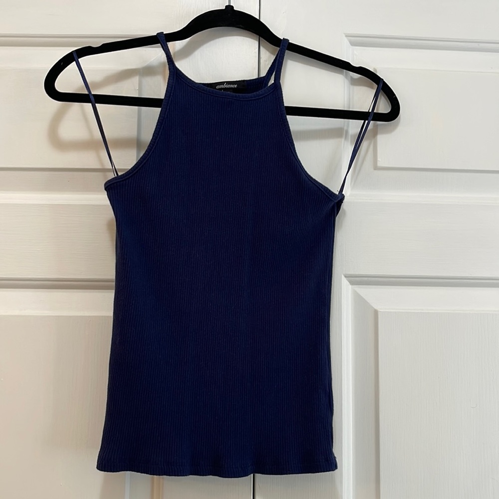 Ribbed Navy Tank Top